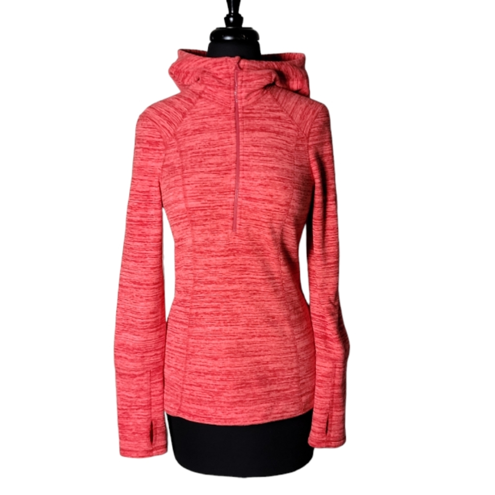 Zella orange white space dye hooded half zip athletic pullover jacket small